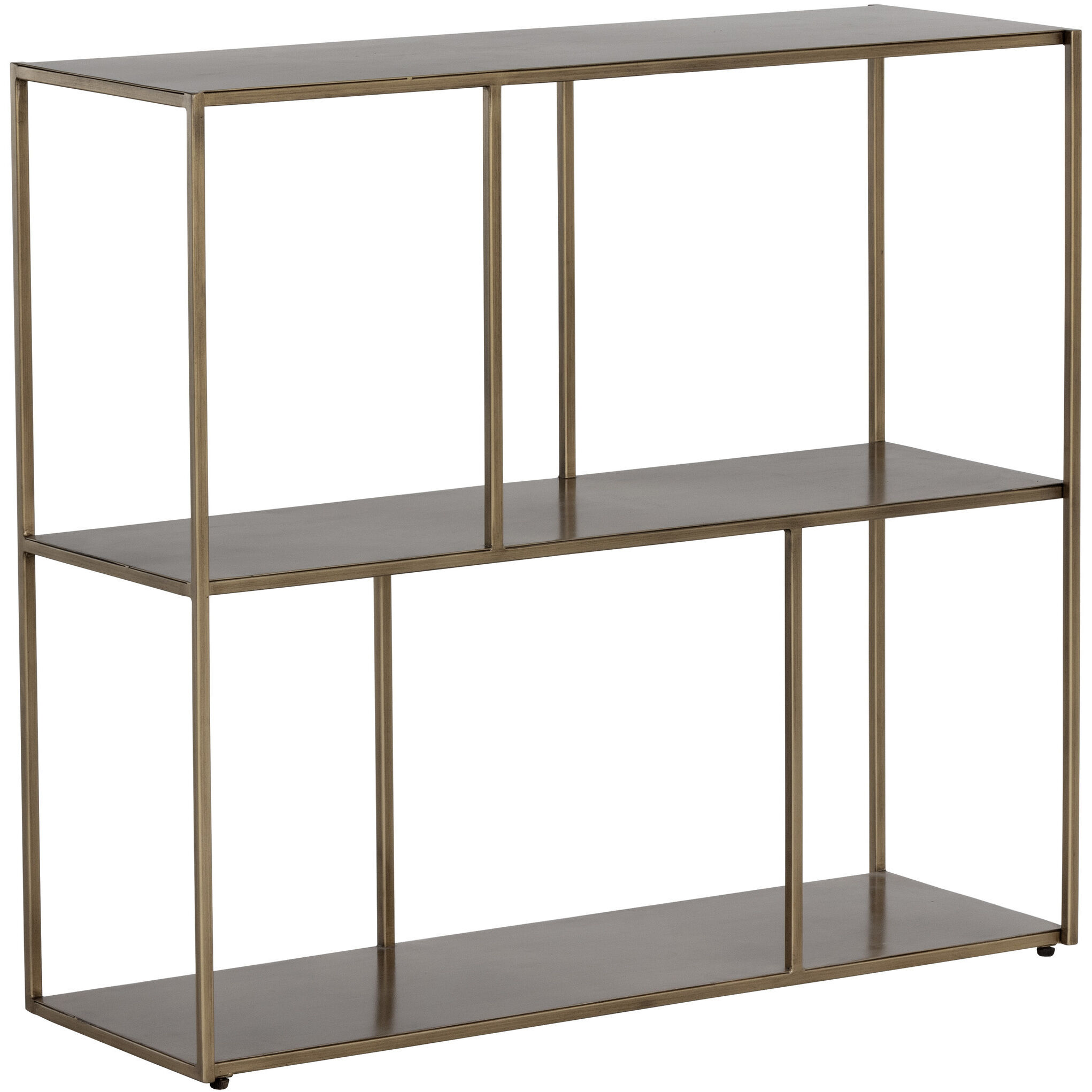 Eiffel Antique Brass Low Bookcase, Medium